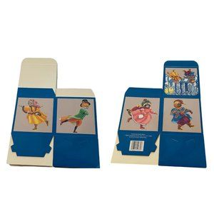 Vtg Nos Victorian Ice Skating Animal Gift Box